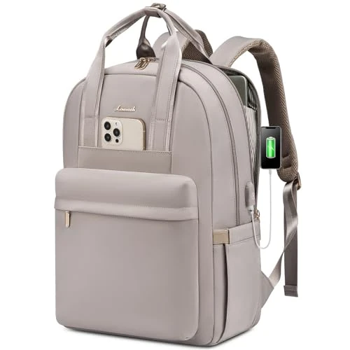 LOVEVOOK Laptop Backpack Purse for Women, 15.6 Inch Travel Laptop Bag, Antiquewhite-a, 17.3 inches