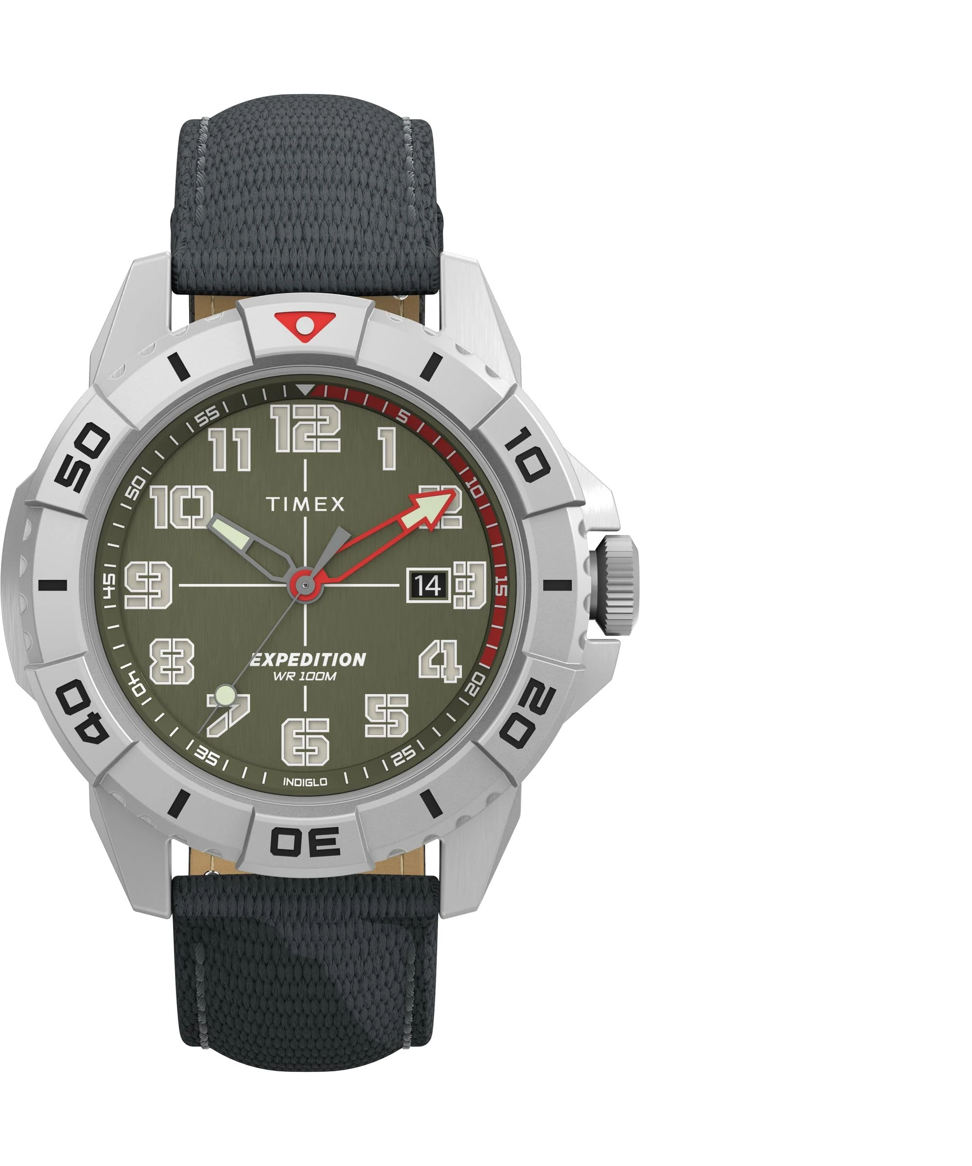 Timex Men's Expedition North 42 mm Watch - Black Eco-Friendly Two- Piece Green Dial Silver-Tone Case TW2W84200