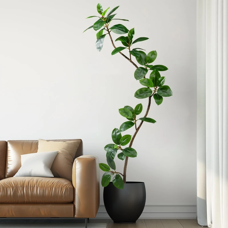 Bailikang 7ft 7 Head Artificial Rubber Tree Adjustable Fake Tall Plant Reproduction of Real Plants Real Touch Rubber Tree Fake Trees for Indoor,Home Decor, 7.2ft, Green