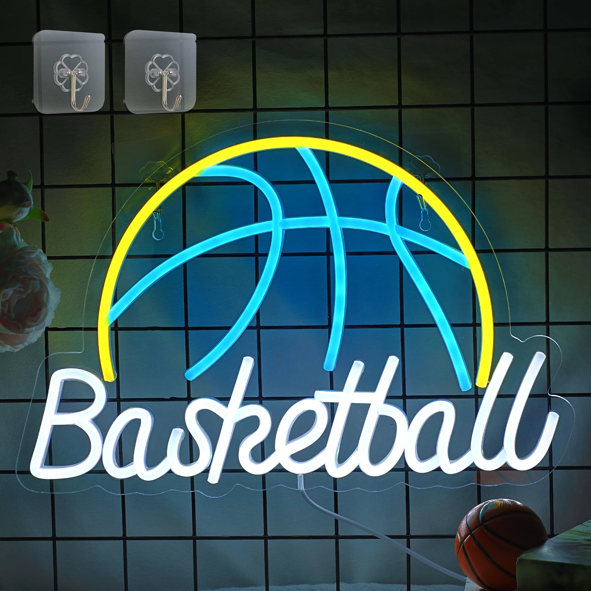 Basketball Gifts, Basketball Neon Sign, Basketball Neon Night Light for Bedroom Room Decor, Birthday Christmas Gifts for Teen Boys Men Basketball Lovers