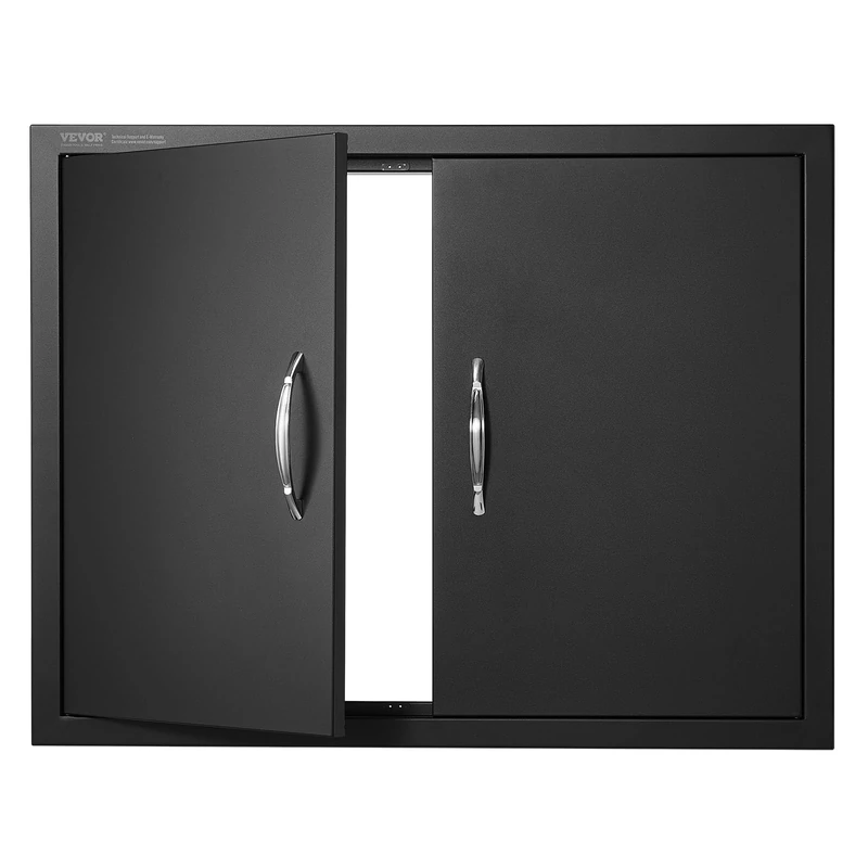 VEVOR BBQ Access Door, 788x610 mm Double Outdoor Kitchen Door, Cold Plate Flush Mount Doors, Wall Vertical Doors with Handles, for BBQ Island, Grilling Station (Stainless Steel + Oil-Sprayed Product)