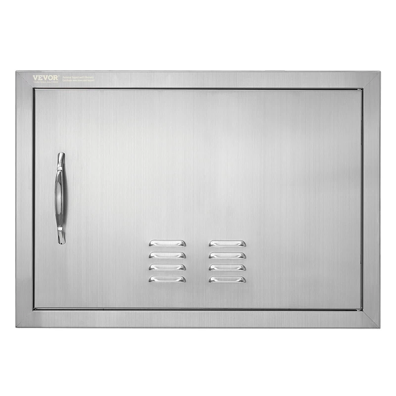 VEVOR BBQ Access Single Outdoor Kitchen Door - 610x432 mm Stainless Steel Flush Mount With Handle and Vents for BBQ Island, Grilling Station, Outside Cabinet