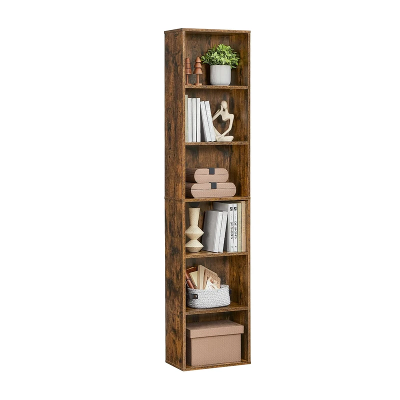 VASAGLE Bookcase, 6-Tier Bookshelf, Open Storage Shelf, Shelving Unit, 24 x 40 x 178.5 cm, for Living Room, Home Office, Dinning Room, Rustic Brown LBC167K01