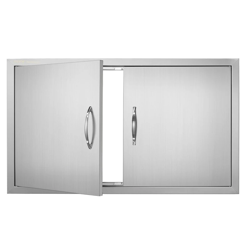 VEVOR BBQ Double Outdoor Kitchen Door - 36W x 21H Inch, Stainless Steel Flush Mount Vertical Door with Handles for Grilling Station, Outside Cabinet