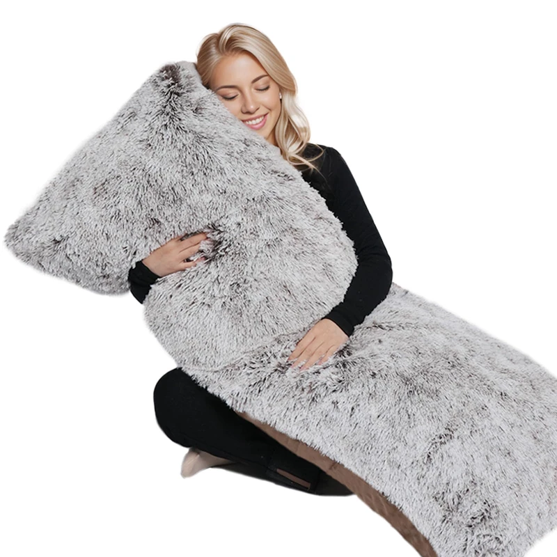 ZonLi Fluffy Body Pillow, Full Body Pillows for Adults, Long Pillow for Sleeping with Removable Cover and Adjustable Filling for Side Sleeper & Pregnancy, Large and Firm, Machine Washable (Coffee)