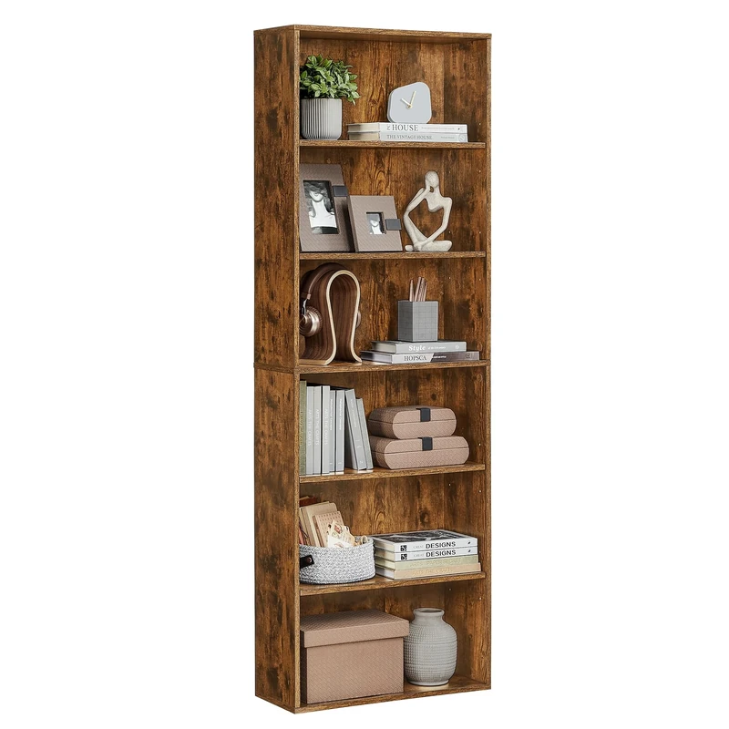 VASAGLE Bookcase, 6-Tier Bookshelf, Open Storage Shelf, Shelving Unit, 24 x 60 x 178.5 cm, for Living Room, Home Office, Dinning Room, Rustic Brown LBC169K01