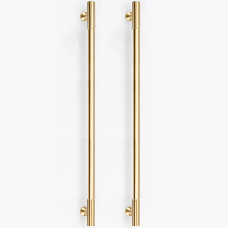 RZDEAL 2pcs Solid Brass Gold Cabinet Pulls, 12-3/5Inch Hole Centers for Kitchen Cupboard Handles Modern Drawer Dresser Pulls Bathroom Brushed Brass Cabinet Pulls Wardrobe Door Handles