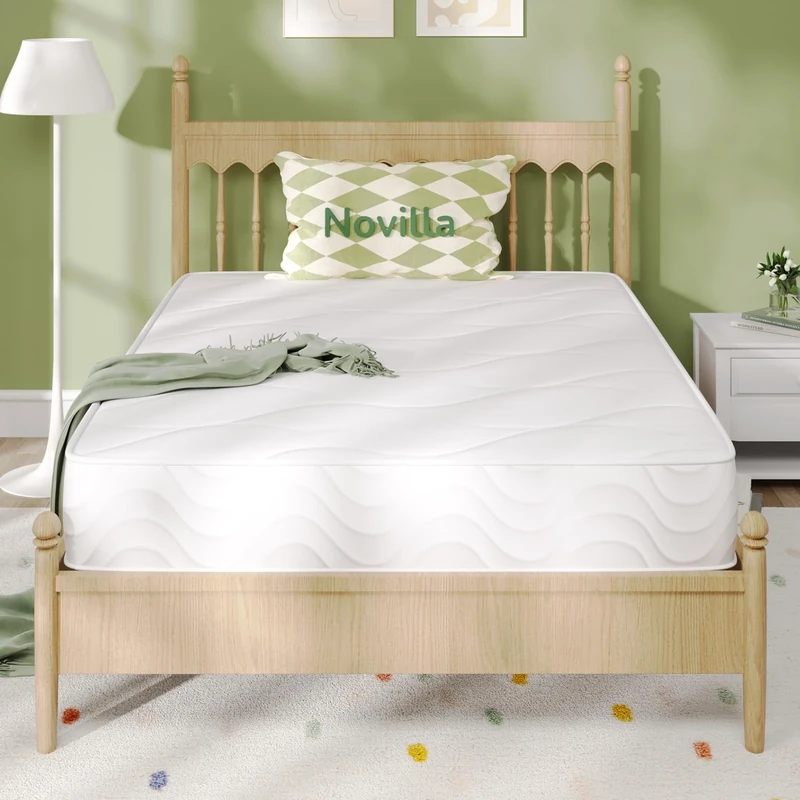 Novilla 4FT6 Double Pocket Sprung Mattresses 8 Inch Medium Soft Spring Mattress with Breathable Sprung System, Cool Touch Oeko Fabric 135x190x20cm