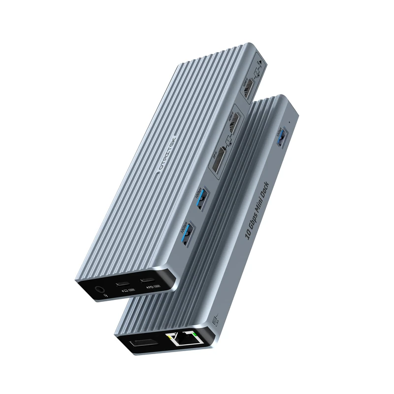 Qhou Laptop Docking Station, 11 in 1 Docking Station USB C with Two 4K @ 60Hz Video Outputs, Two Monitors, 3 x USB 3.1 10 Gbit/s, 2 x HDMI, Gigabit Ethernet and Audio - Image 1