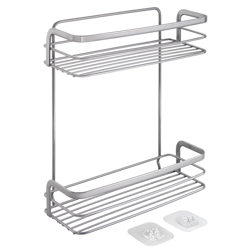 Metaltex Origin LUXY Bathroom Shelf, 2-Tier Shelf, No Drilling Required, Self-Adhesive