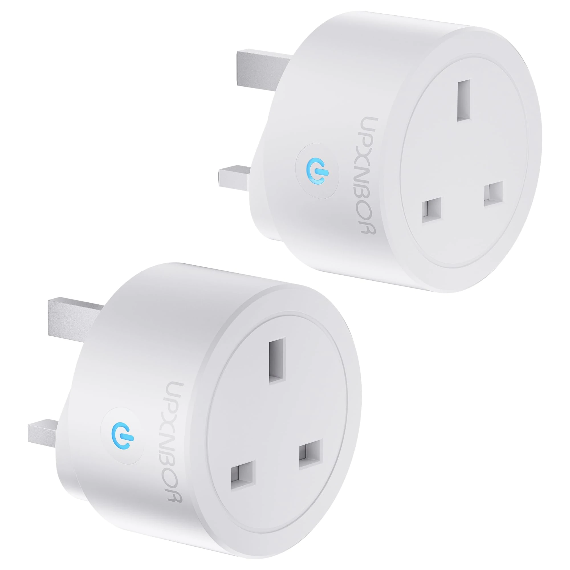UPXNBOR Smart Plug WiFi Outlet, Works with Amazon Alexa, Google Home, Wireless Smart Socket with Energy Monitoring, Timer & APP Remote Control, 2.4GHz Wi-Fi Only, 13A (2 Pack)