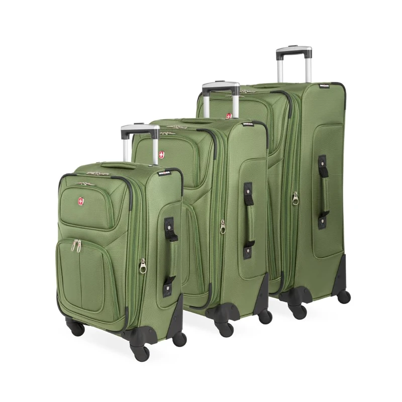 SwissGear Sion Softside Expandable Luggage, Evergreen, 3-Piece Set (21/25/29), Sion Softside Expandable Luggage