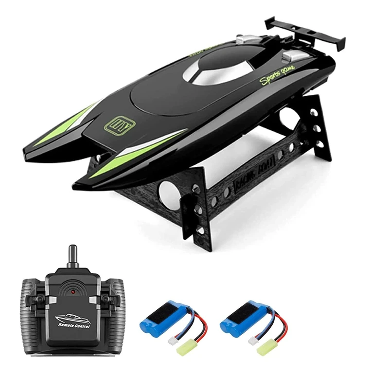 Hylukon 2.4G Remote Control Boat for Pools/Lakes/Seaside, 15+ MPH High Speed Racing Boat with Dual-motor, 2 CH 100M Self-righting RC Boats Low Battery Reminder, Gift for Teens Adult
