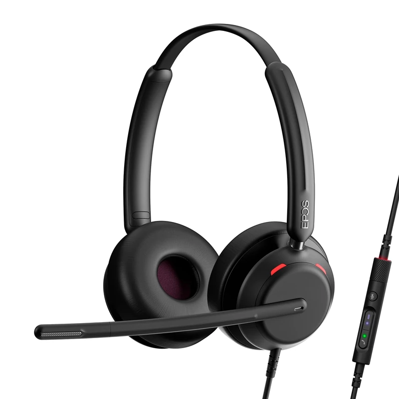 EPOS IMPACT 760T Dual-Sided Wired Headset for PC with Noise-Canceling Mic, Microsoft Teams Certified USB C and USB A, In-Line Controls, Super Wideband Audio, Comfortable for Office Calls & Remote Work