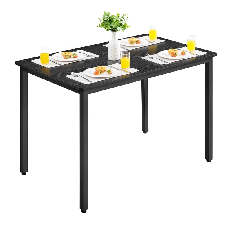 VASAGLE Dining Table, Rectangular Kitchen Table, for Living Room, Office, 70 x 110 x 77 cm (D x W x H), Industrial Style, Ebony Black and Ink Black KDT081B02