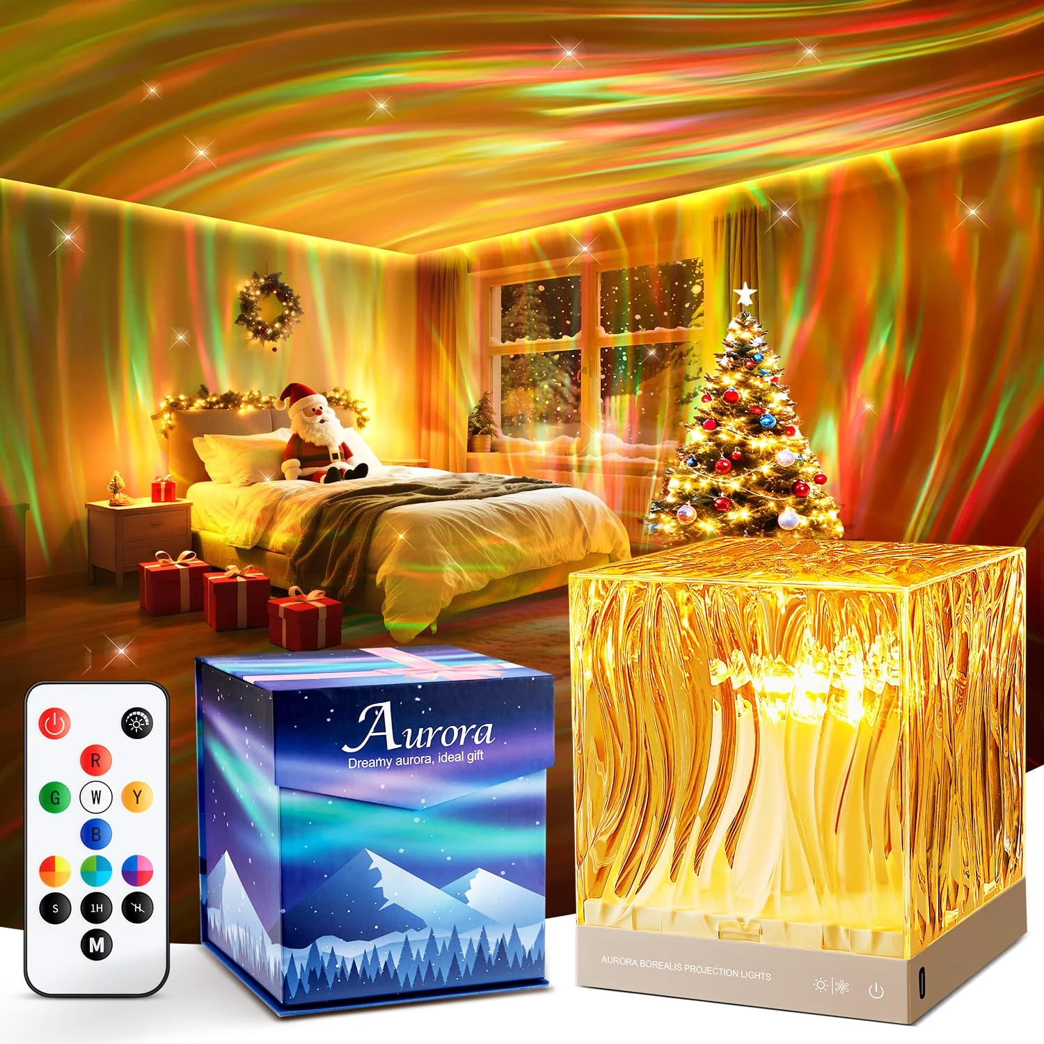 Sensory Lights Gifts for Girls Women, 18 Colors Bedside Lamps Northern Lights Projector, Remote Timer Galaxy Light, Soothing-for-Sleep Mood Lighting, Galaxy Projector, Bedroom Lamp Aurora Decor