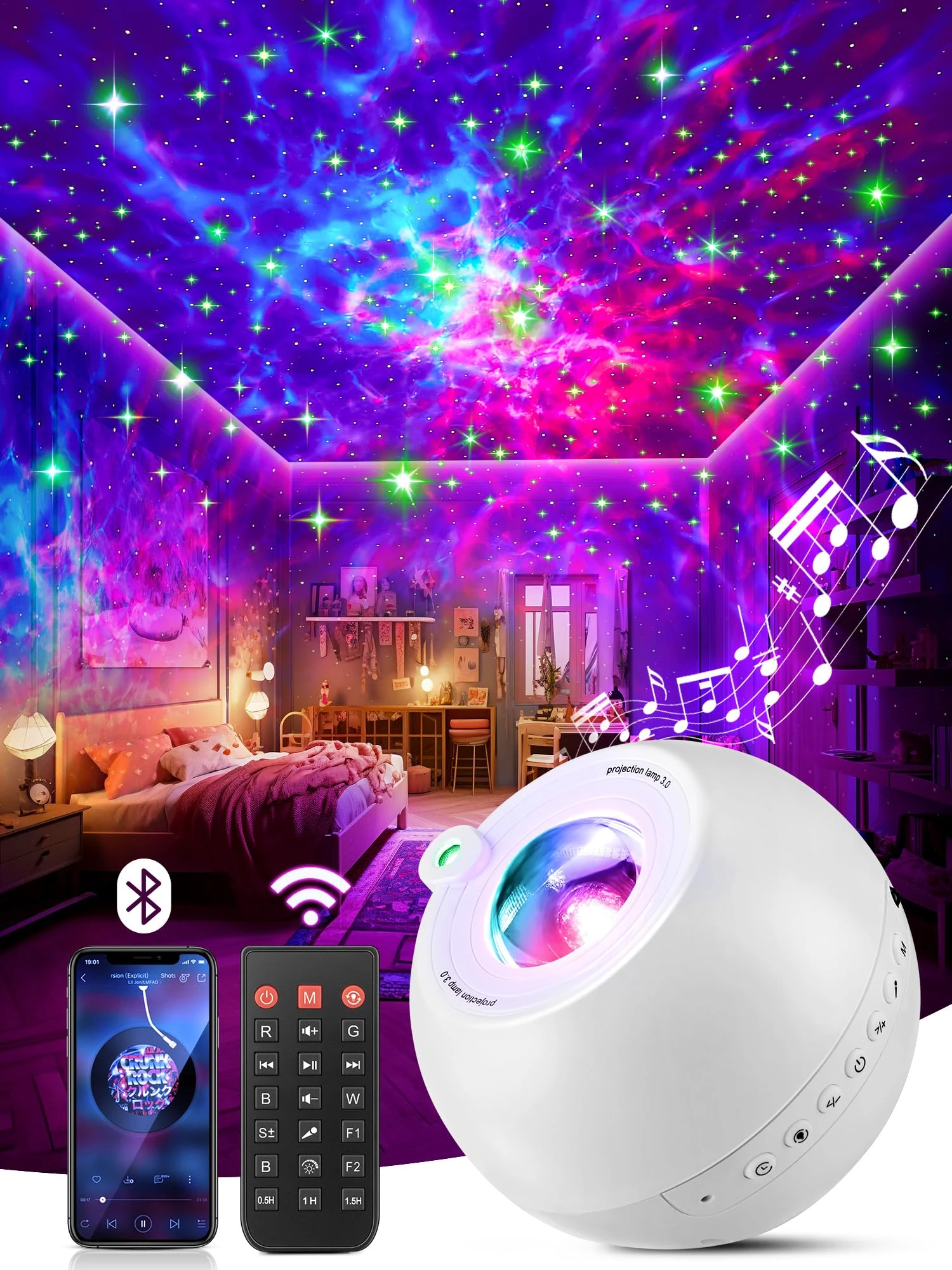 PIKOY Galaxy Projector Star Projector 15 Colors+White Noise Machine+Bluetooth Girls Gifts for Teen Boys Gifts for Women Christmas Gifts Christmas Decorations Christmas Lights Night Light Led Lava Lamp