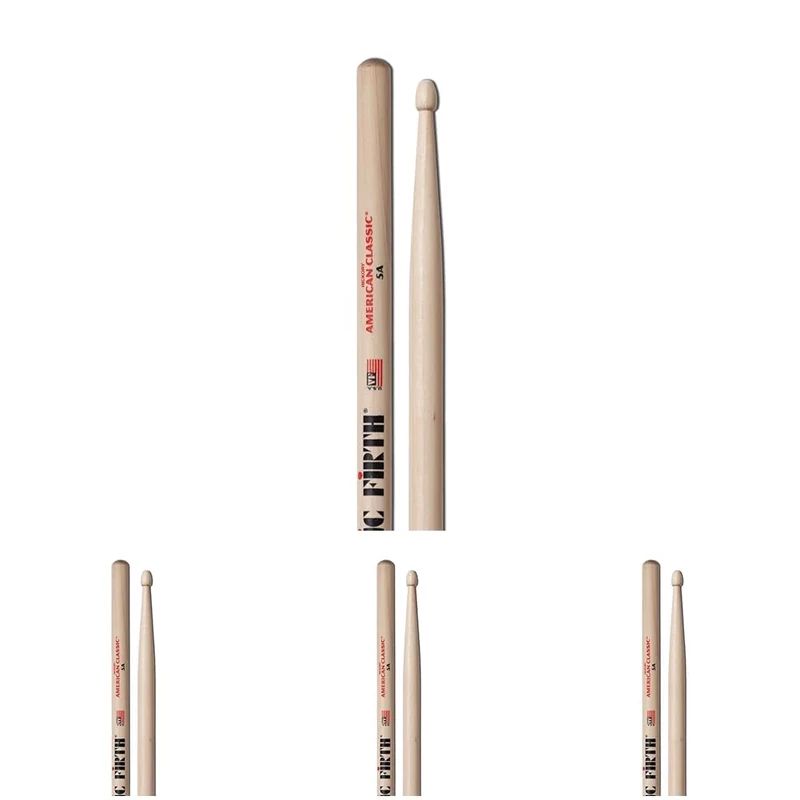 Vic FIrth - American Classic® Drumsticks 5A - American Hickory - Wood Tip (Pack of 4)