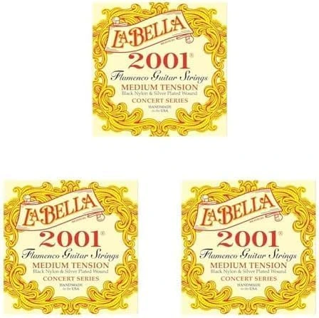 La Bella 2001 Series Flamenco Guitar Strings Medium Tension (Pack of 3)