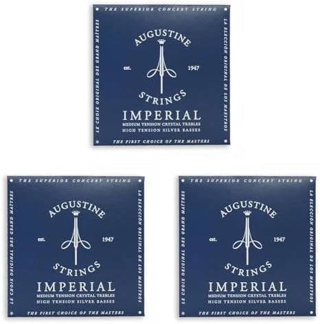 Augustine 650477 "Imperials Label" Classical Guitar String Kit - Blue high (Pack of 3)