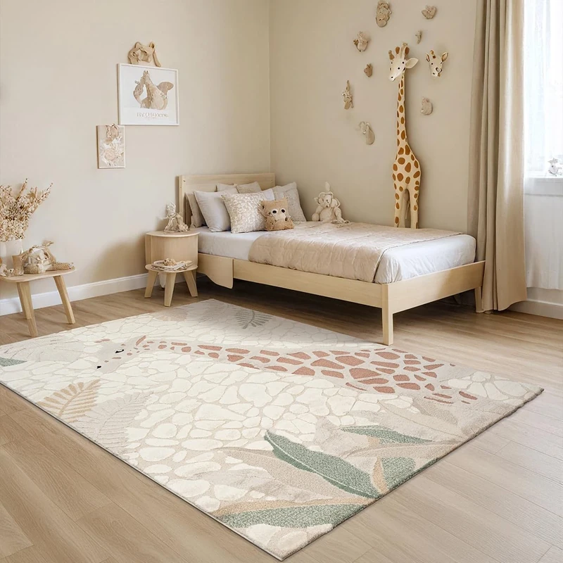 the carpet Jungle Kids - Rug for children’s room, kids’ rug, 3D effect, easy to care for, durable, Giraffe, 160 x 230 cm - Image 1