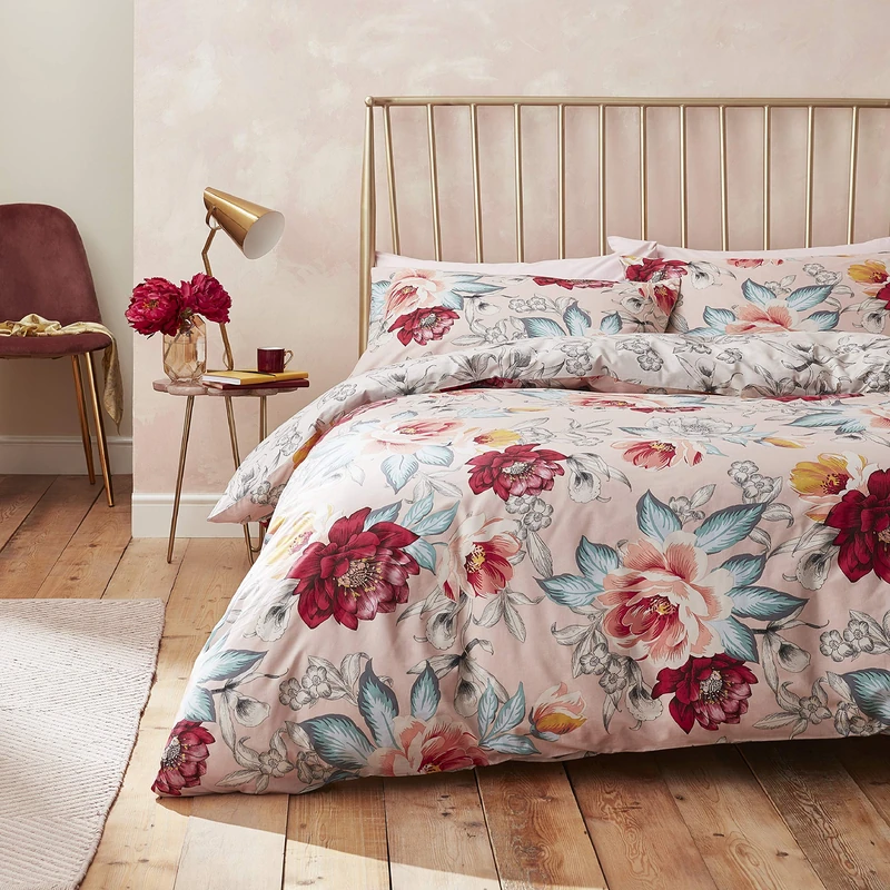 Catherine Lansfield Isla Floral Duvet Cover Set Double Bed 200 x 200 + 50 x 80 (2) - Image 1