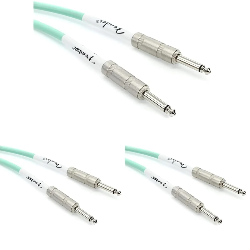 Fender Original Series Instrument Cable - 18.6 Inch - Surf Gre (Pack of 3)