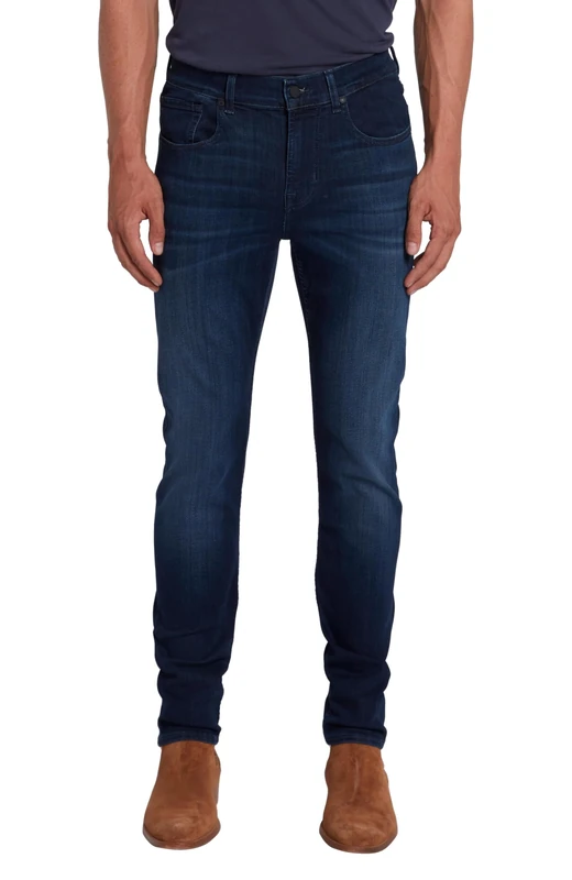 7 For All Mankind Men's Slimmy Tapered Straight Jean, Deep Blue, 34