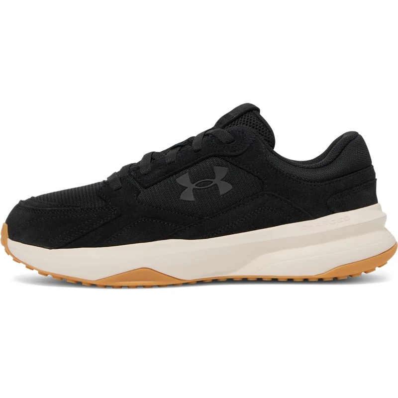 Under Armour Men's Edge Suede, Men's Trainers with Breathable Mesh Upper and Suede Overlays, Gym Shoes with Ortholite Sockliners,Black/Stone/Black,6.5 - Image 1