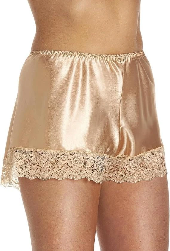 Style Smart French Knickers Women | Comfy Satin Silk PJs Womens Shorts & Sissy Lace Nightwear Sexy Womens Underwear | Women's Knickers Sizes 10–28 Plus Size Lingerie UK-Gold(14-16)