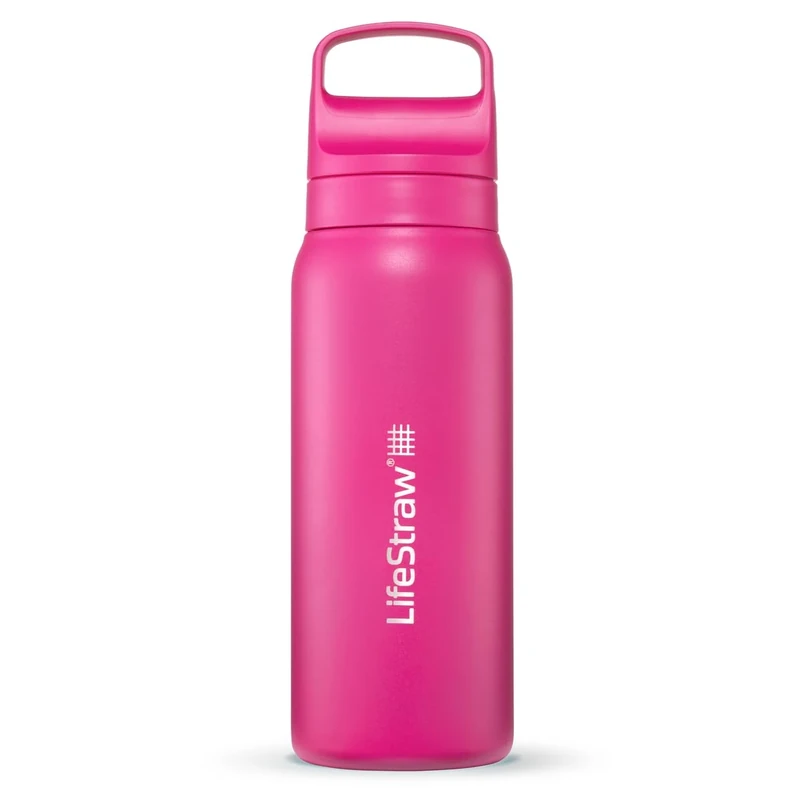 LifeStraw Go Series – Insulated Stainless Steel Water Filter Bottle for Travel and Everyday Use, 24oz Orchid Pink
