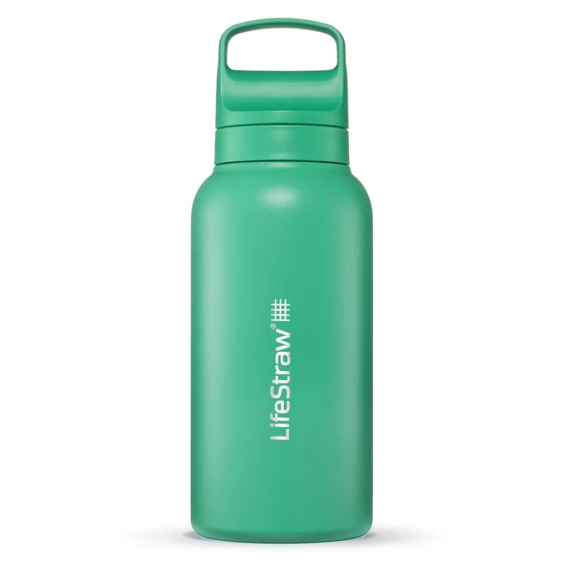LifeStraw Go Series – Insulated Stainless Steel Water Filter Bottle for Travel and Everyday Use, 1L Cactus Green