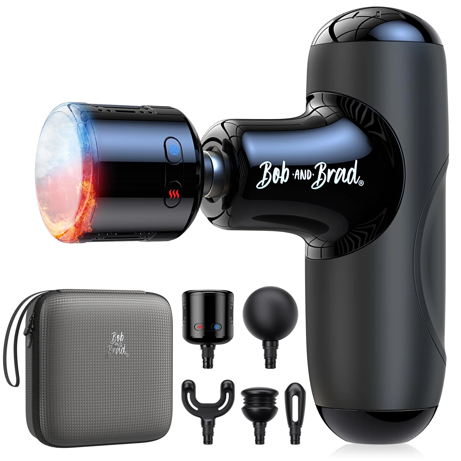 Mini Massage Gun with Heat and Cold Therapy, Bob and Brad Q2 Pro Pocket-Sized Deep Tissue Muscle Massage Gun with Carry Case, Ultra Quiet Portable Percussion Massager for Pain Relief Recovery
