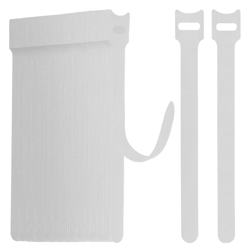 WSZJINB 70pcs Reusable Cable Ties 15cm Long, White Adjustable Hook and Loop Wire Tidy Straps for Cable Management, Organiser