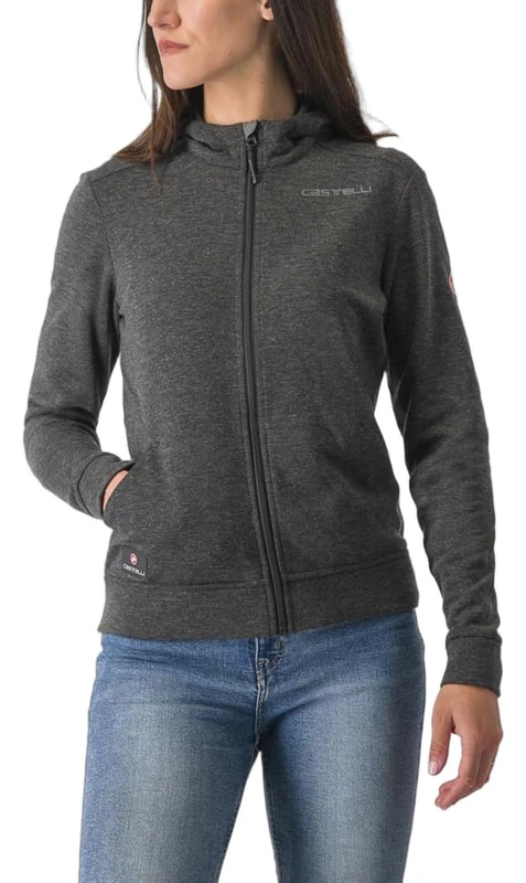 CASTELLI Milano 2 Full Zip Fleece, Men's/Women's Cycling Sweatshirt, Full Zip, Comfortable and Breathable, Perfect for Workouts and Winter Colds Dark Gray