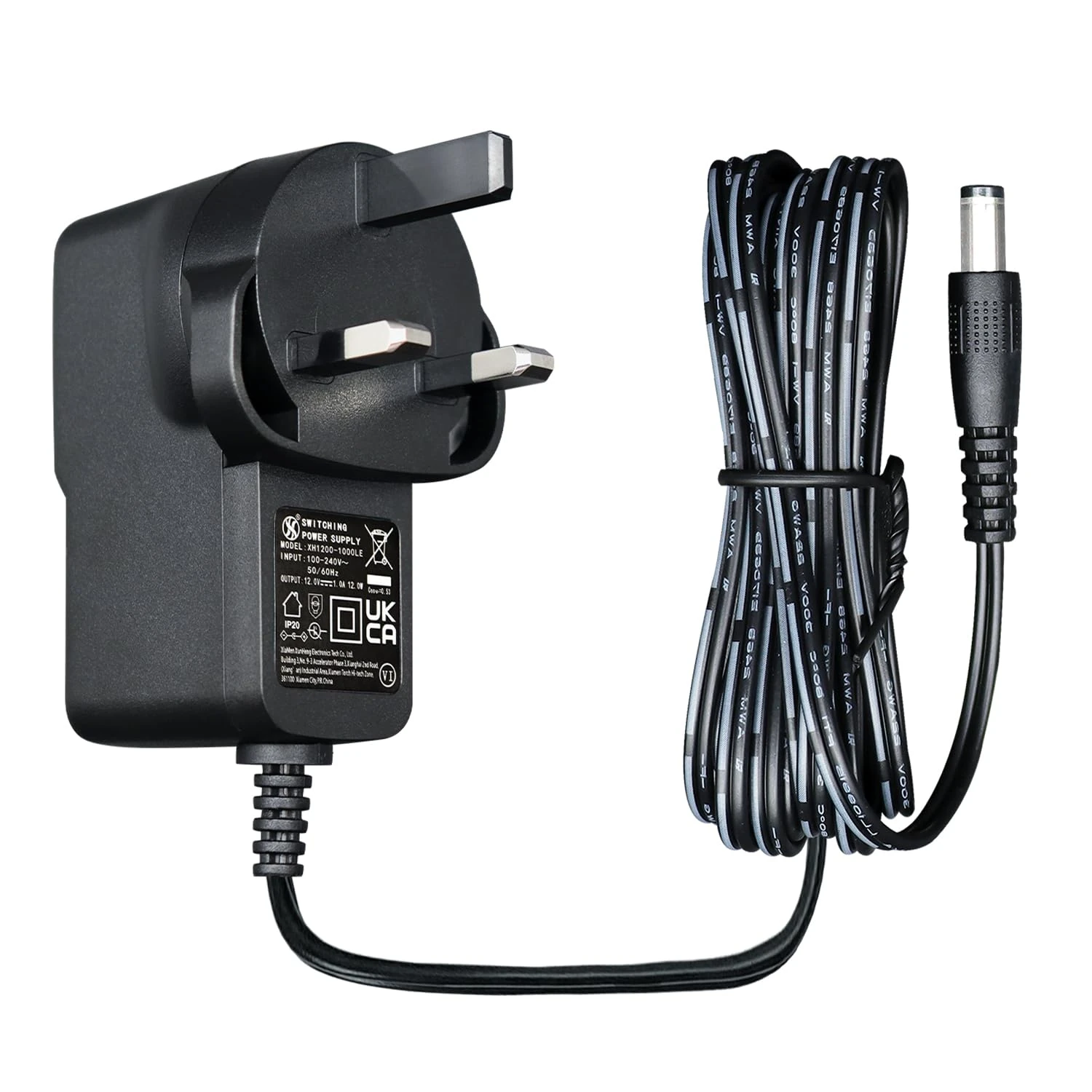 12V 1A 12W 3M/10Ft Long Power Supply Adapter, AC DC Switching Adapter (Input 100-240V, Output 12Volt 1Amp 1000mA), DC 12V 5.5x2.1mm Wall Mount Transformer Charger Plug, UKCA Listed