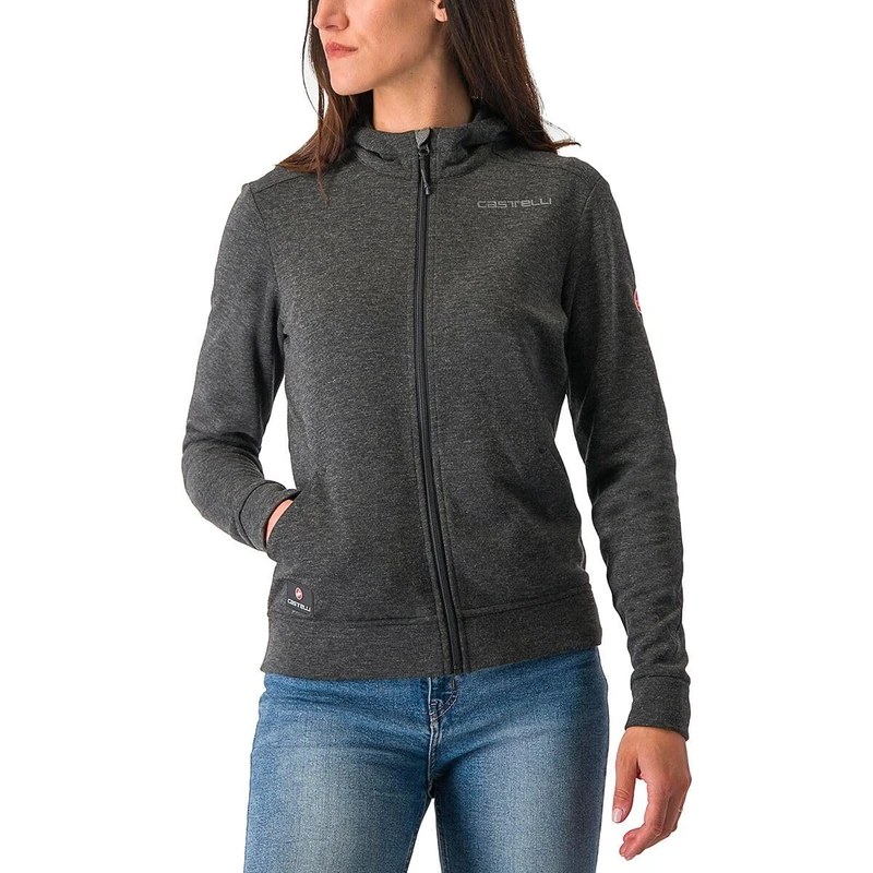 CASTELLI Milano 2 Full Zip Fleece, Men's/Women's Cycling Sweatshirt, Full Zip, Comfortable and Breathable, Perfect for Workouts and Winter Colds Dark Gray