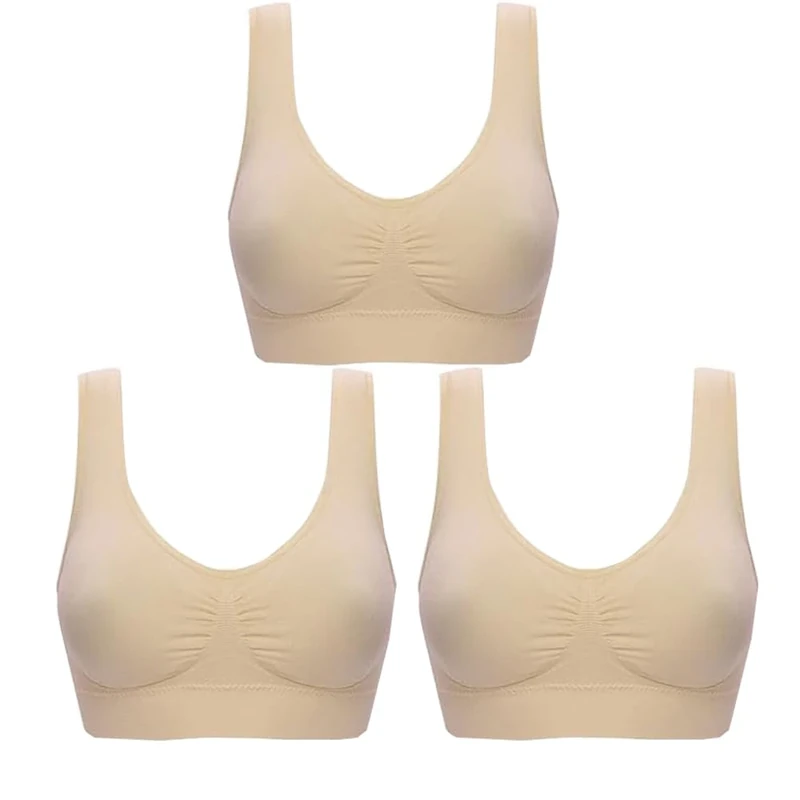 SZJH 3 Pack of Simply Ultra Comfort Seamless Sport Style Bra with Removable Pads