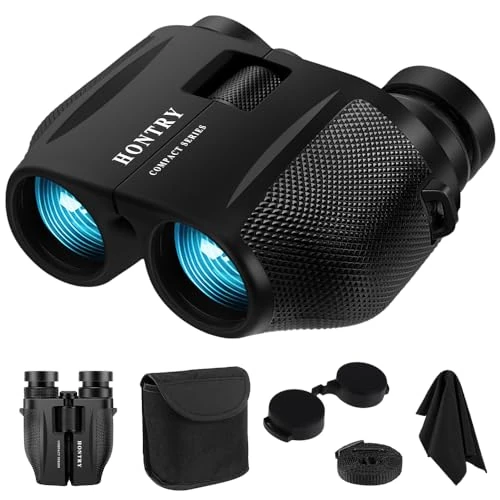 HONTRY 10x Binoculars for Adults and Children, Easy to Carry! Enjoy an immersive experience at live performances, concerts, bird watching, and sporting events. Comes with a rotating eyecup, gray-black