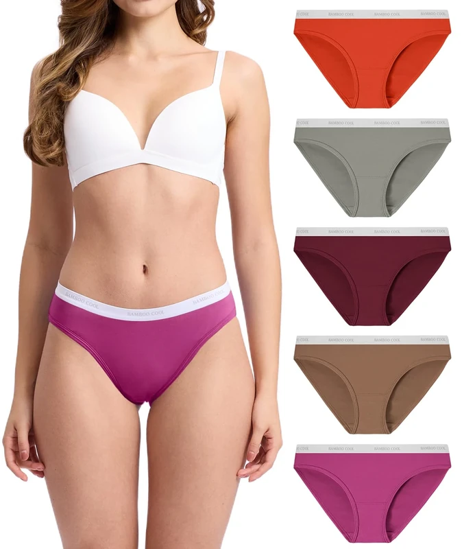 Bamboo Cool Women's Soft Bikini Underwear - 5 Pack Moisture Wicking