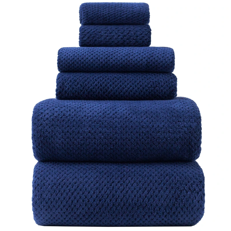 HVMS Oversized Bath Towels Extra Large 40x80 Inches Bath Sheets for Adults Super Soft Quick Dry Highly Absobent Microfiber Shower Towels (6 Piece,Navy Blue)