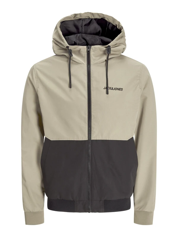 JACK&JONES Men's JJERUSH Hood Bomber Noos Short Jacket, Coriander, Detail: Black/White Blocking, XS, Coriander/Detail:Black/White Blocking, XS