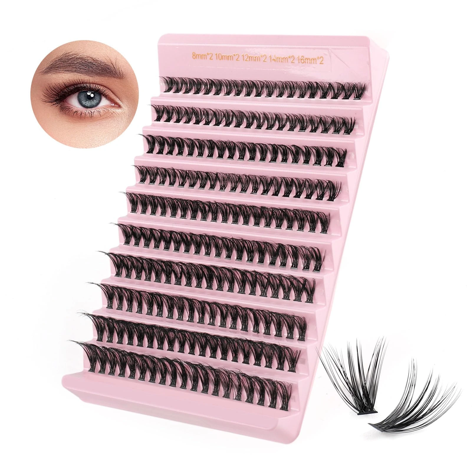 Sixstarhair Individual Lashes 40D Cluster Lashes 8-16mm Mix Lashes Individual Cluster Volume Eyelash Clusters Extensions DIY Lash Extensions at Home(40D-0.07D,8-16mix)