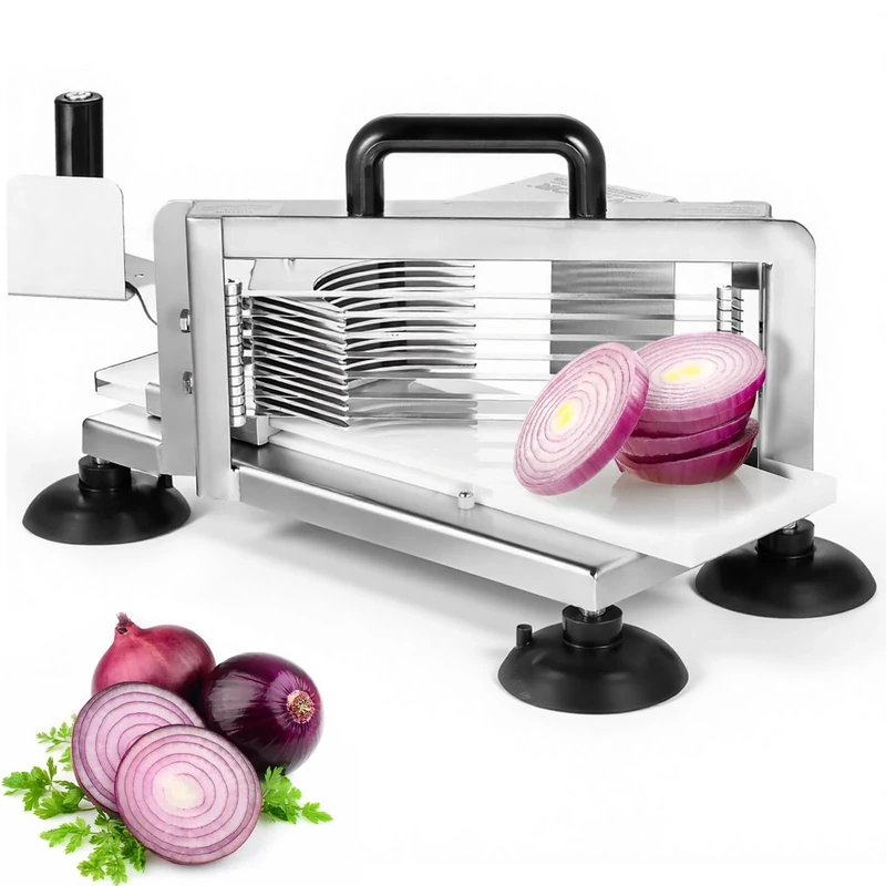 VEVOR Commercial Tomato Slicer, 3/8 inch Tomato Cutter Slicer, Stainless Steel Heavy Duty Tomato Slicer Machine, Manual Tomato Slicer with Non-Slip Feet, for Cutting Tomatoes, Cucumbers, Bananas