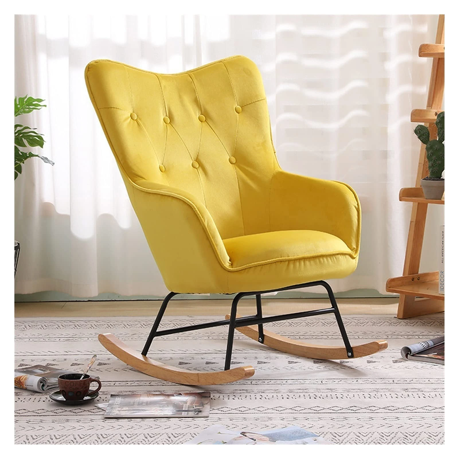 Single Sofa Recliner Rocking Chair Armchair Living Room Bedroom Balcony Lounge Chair Siesta Chair Lazy Chair