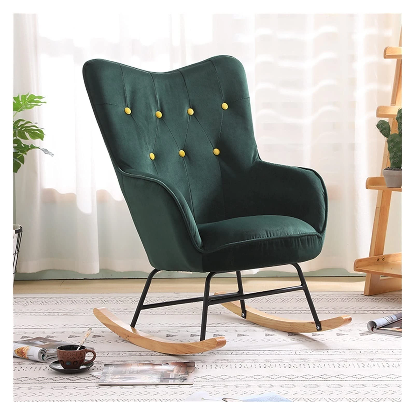 Single Sofa Recliner Rocking Chair Armchair Living Room Bedroom Balcony Lounge Chair Siesta Chair Lazy Chair