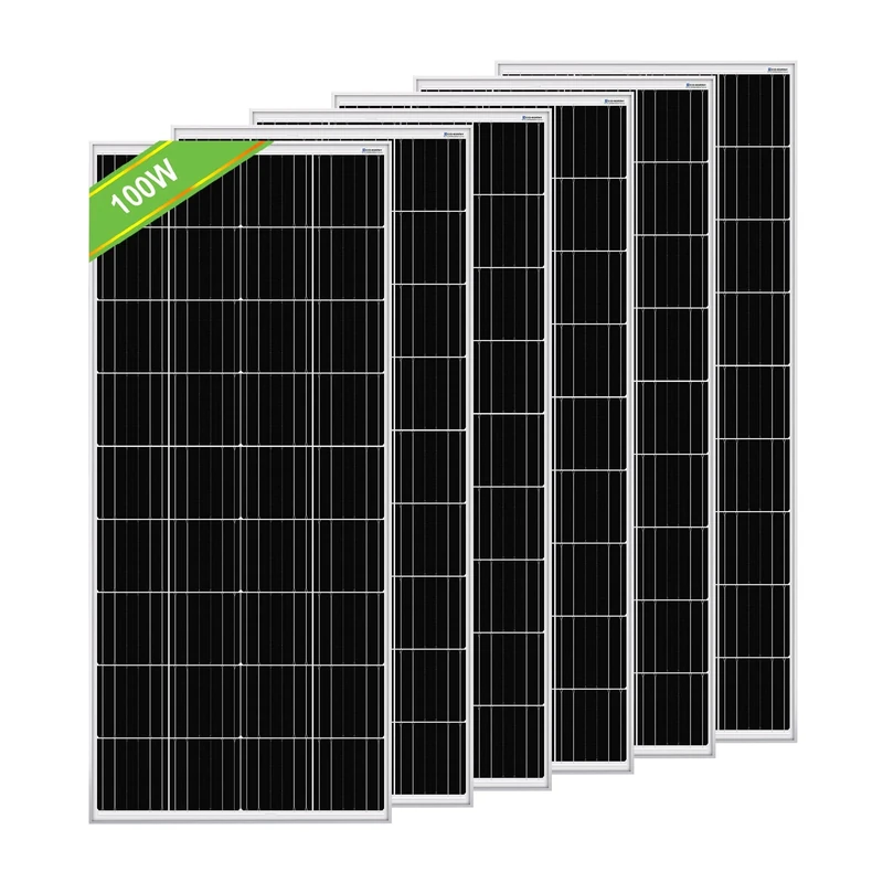 ECO-WORTHY 600W Solar Panel of High Efficiency Monocrystalline Module for RV Campervan Trailer Off-Grid Solar Panel System: 6pcs 100W Solar Panel