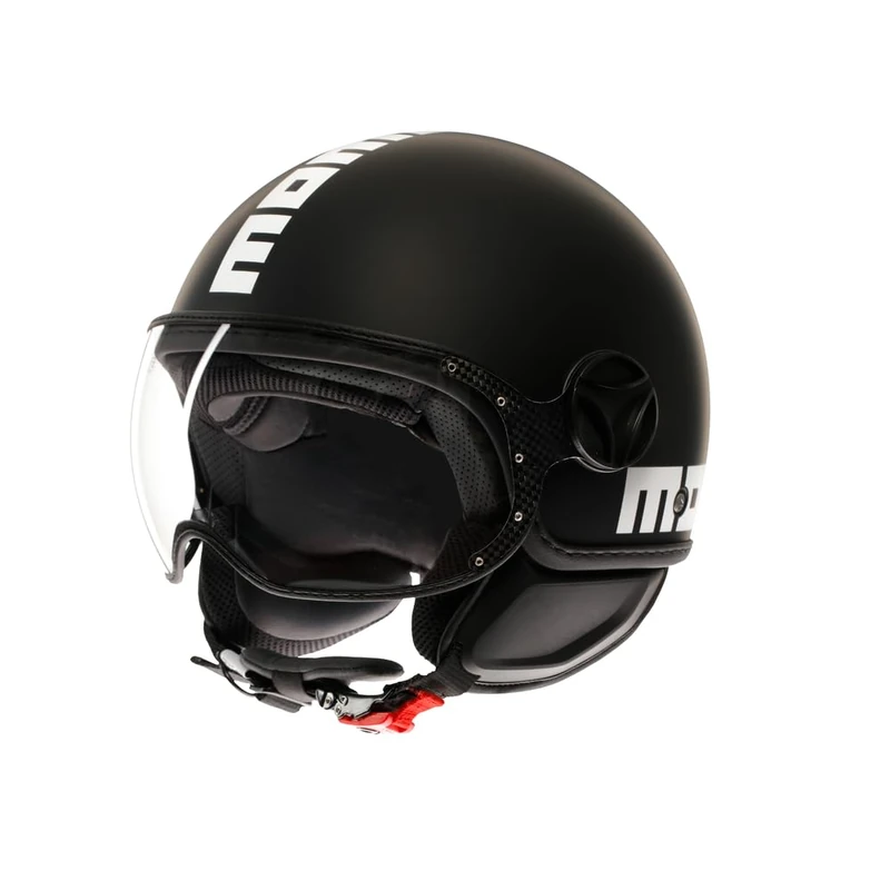 MOMO Design - FGTR CLASSIC E2206, Jet Helmet, Open Helmet for Motorcycles and Scooters, for Men and Women, Matt Black/White, M