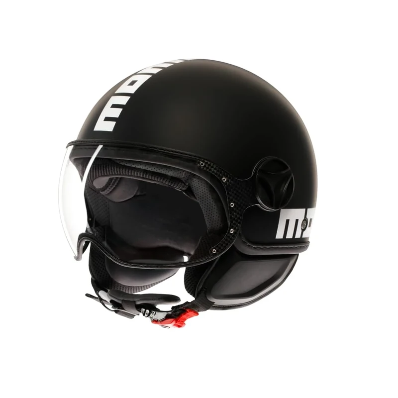 MOMO Design - FGTR CLASSIC E2206, Jet Helmet, Open Helmet for Motorcycles and Scooters, for Men and Women, Matt Black/White, XS