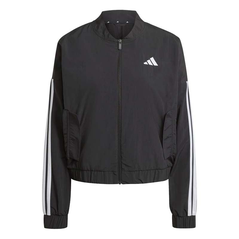 adidas Women's ESSENTIALS 3-STRIPES LIFESTYLE WOVEN BOMBER JACKET, black/white, S